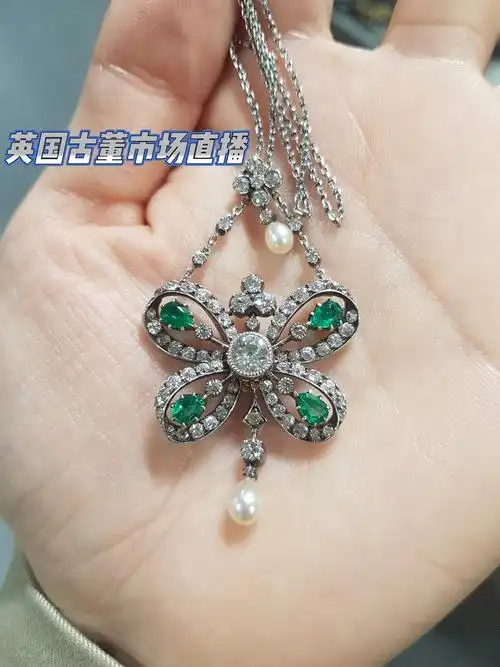 欧洲古董珠宝哥伦比亚祖母绿钻石项链