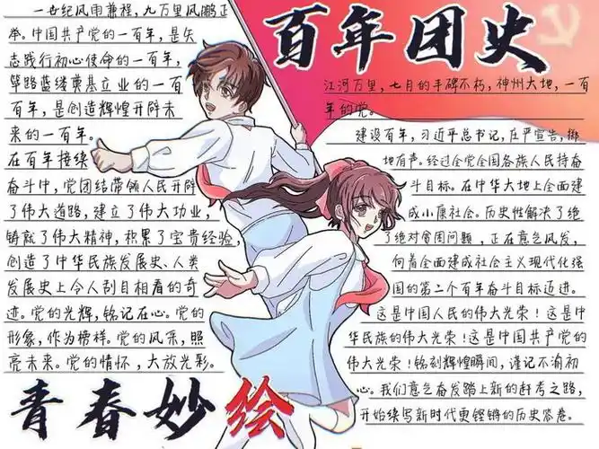 百年团史青春妙绘手抄报图片