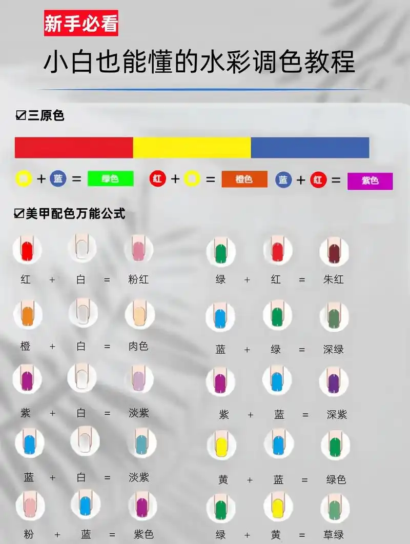 干货!美甲万能水彩调色公式-新手必看 - 抖音