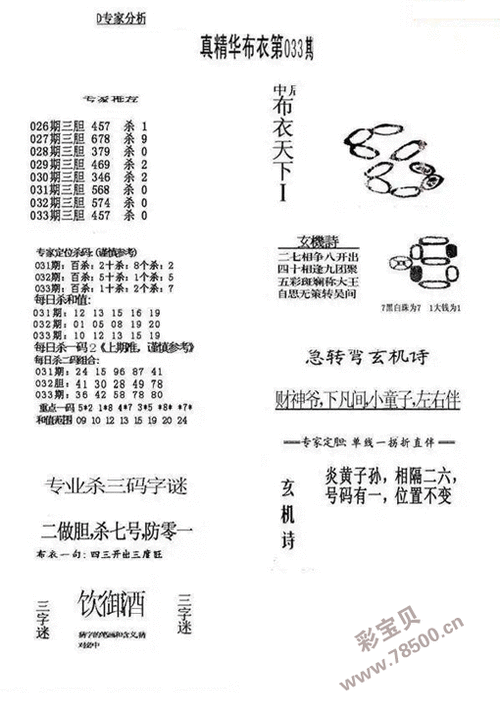 2024033期3d真精华布衣天下