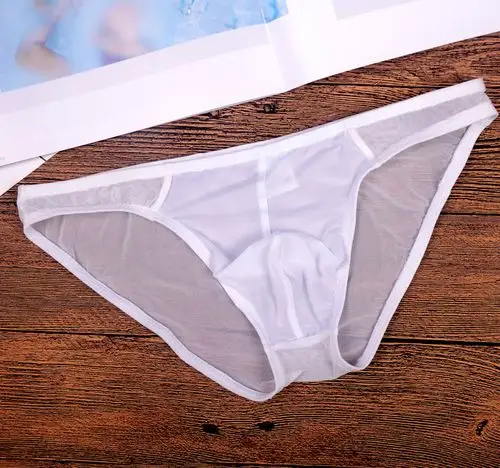 网眼透明性感冰丝小三角内裤男士青年超薄透气网纱低腰窄边短裤头