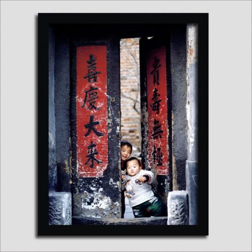 普单 老北京胡同仿古7080年代怀旧照片火锅店装饰画照片有框画复古