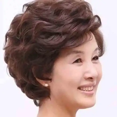 中老年人妈妈假发女士短发真发丝蓬松短卷发老太太短发奶奶假发套