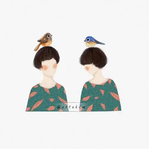 ottokim文艺小清新人物手绘插画图片