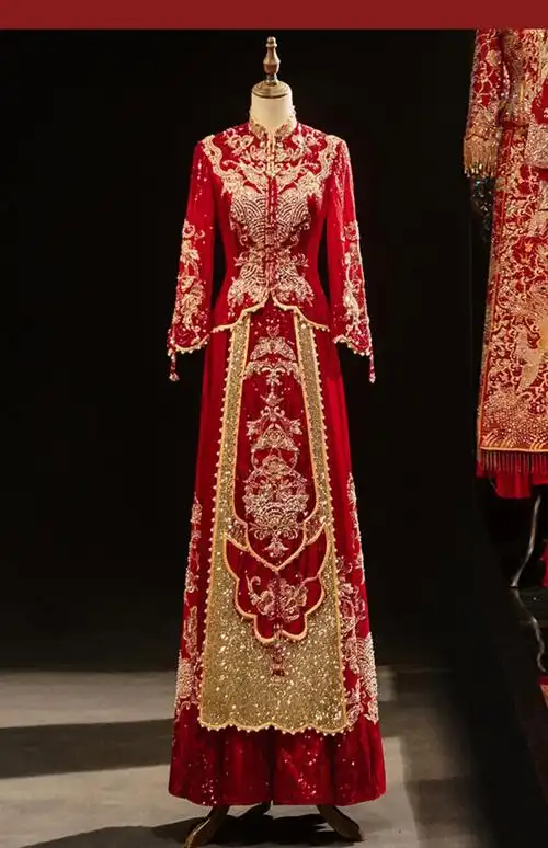 婚纱礼服中式新款中式婚纱结婚礼服古装旗袍敬酒服龙凤褂高端秀禾服