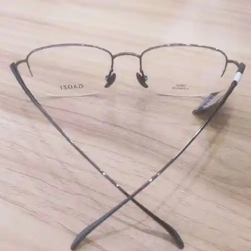 高姿gaozi黑色半框纯钛金属镜框框架男士商务眼镜架