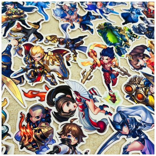 手帐贴纸 q版 卡通人物 王者荣耀 63枚 亚瑟后裔妲己哪吒甄姬手账