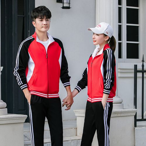 春秋秋季红色校服套装小学生学院风初中高中班学生校服