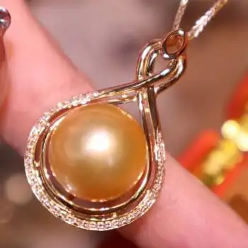 南洋半岛南洋金珍珠吊坠海水珍珠项链18k金镶嵌钻石轻奢名媛锁骨链送