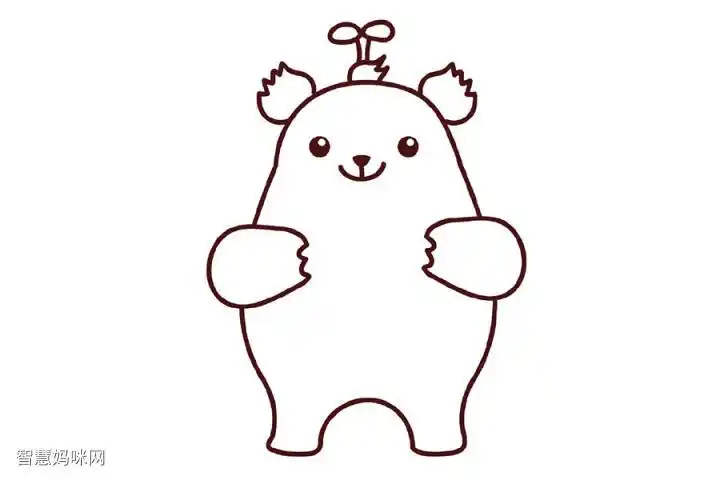 可爱萌芽熊简笔画的画法步骤-图7