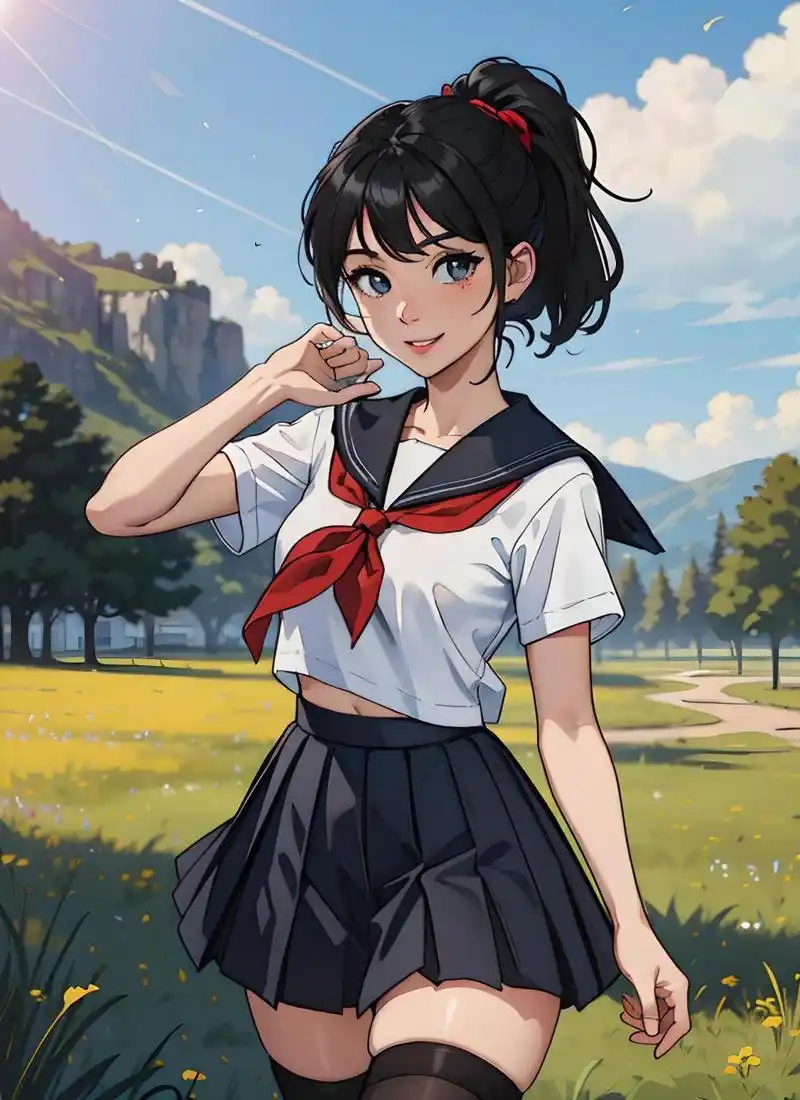 动漫壁纸:校园风系列(9) 厚涂风二次元校园美少女,她是那个校园里的