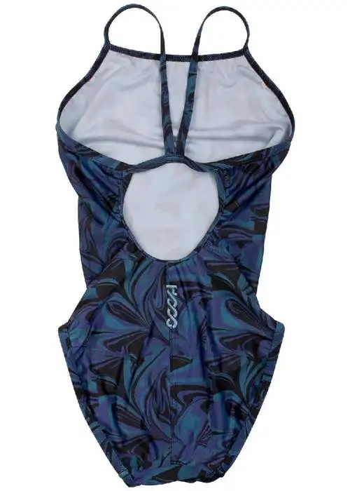 hoog蝴格韩国进口三角连体泳衣女低叉保守舒适休闲遮肉运动游泳衣