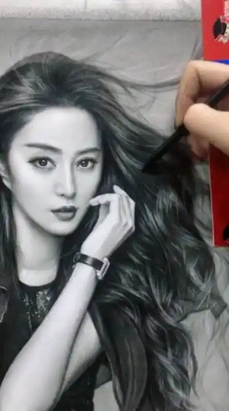 写实素描画范爷,范冰冰就是那么美