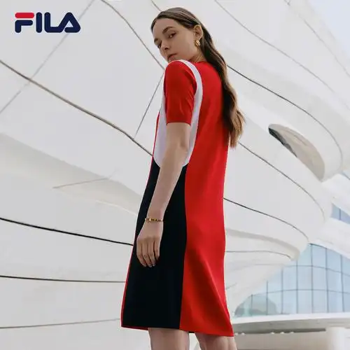 fila斐乐高圆圆同款运动连衣裙夏季新款运动休闲短袖运动连衣裙