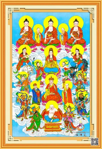 钻石百分百精准印花佛像十字绣全堂佛菩萨满堂佛众佛图全佛图m2