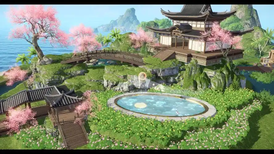 把酒听风,明月寄情.天谕手游唯美古风家园展示