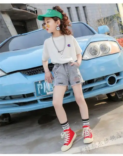 尊品熊短裤外穿女童牛仔短裤夏装裤子十岁女孩13洋气8外穿9小学生薄款