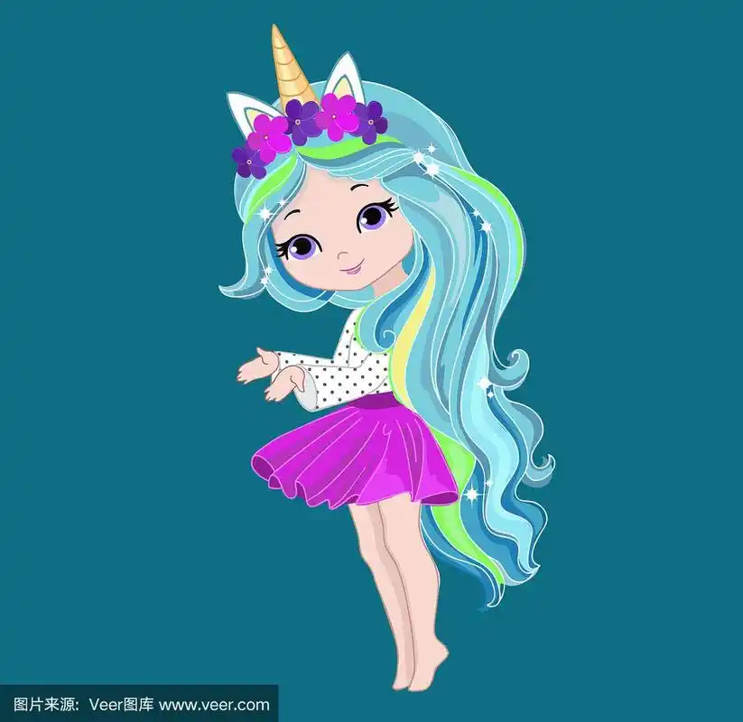 一个可爱的独角兽女孩的插图.