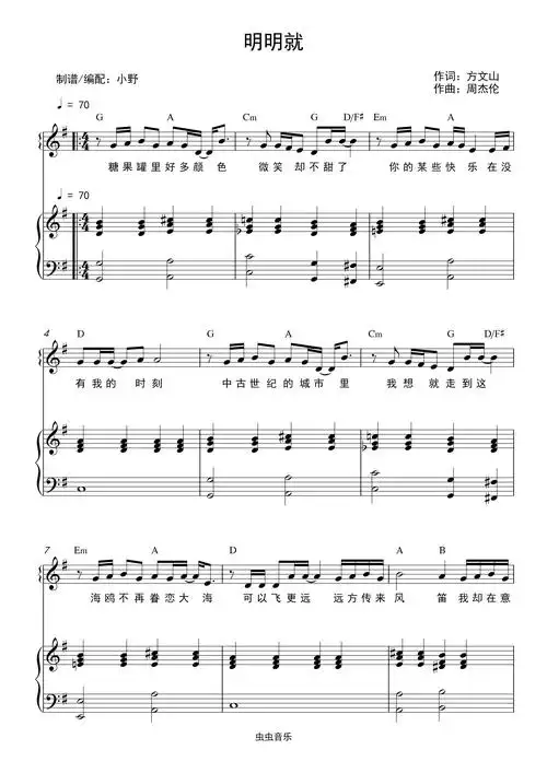 明明就(和弦弹唱版),明明就(和弦弹唱版)钢琴谱,明明就(和弦弹唱版)g