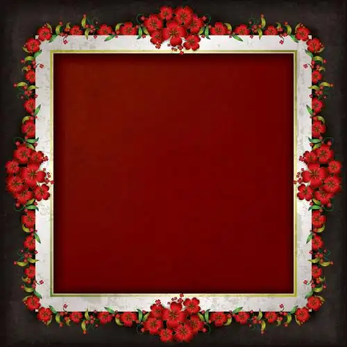 红色花朵相框矢量素材(编号:20140328104923)-花纹花边-底纹边框-矢量