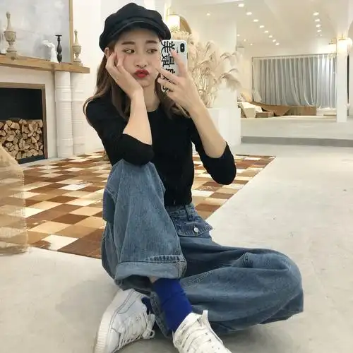 薄牛仔裤女2019夏季新款韩版高腰显瘦阔腿裤长裤宽松港风直筒裤