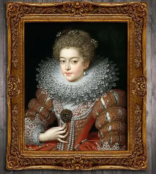 戴珍珠头饰的金发贵族古典主义油画