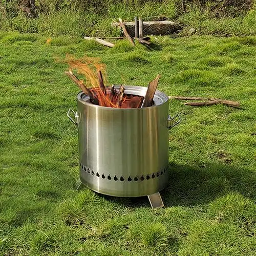 亚马逊热销大号圆型柴火炉便捷手提庭院炉户外围炉野营烧烤炉