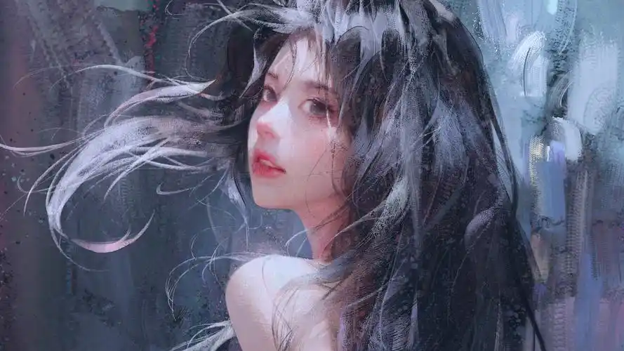 长发女孩 粉裙 回头 唯美 动漫 壁纸