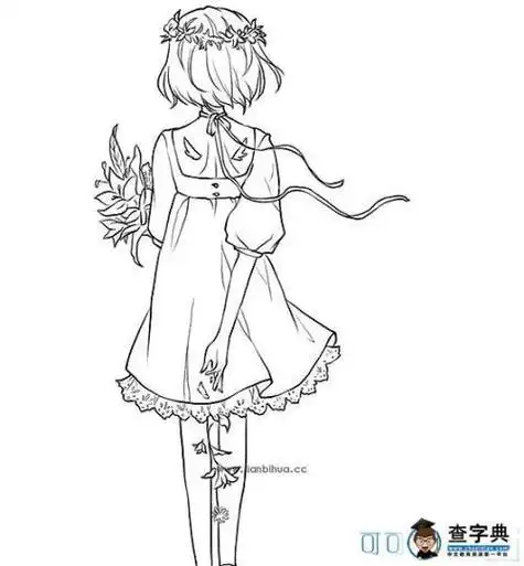 动漫女孩背影简笔画简笔画抓住动漫女孩的动作还有身体上的特点画出