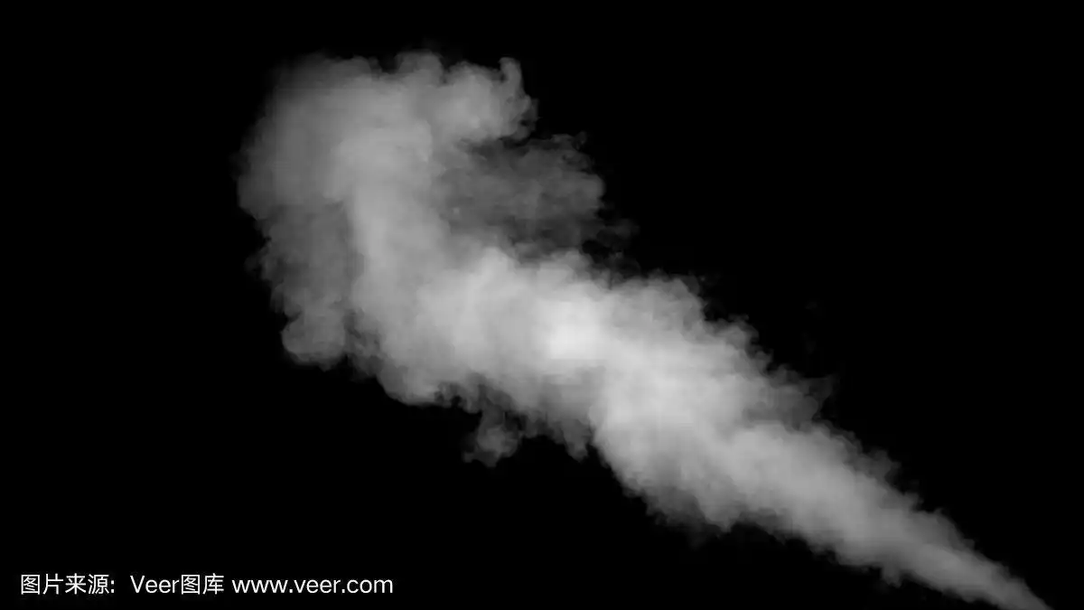 白色的水蒸气在黑色的背景