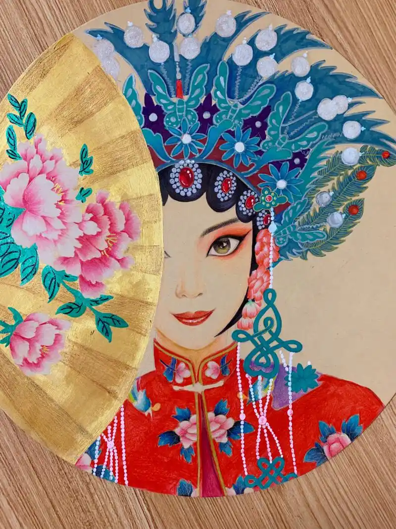 手绘戏曲人物06京剧花旦 完成度99�91,用这幅画水了好多帖子