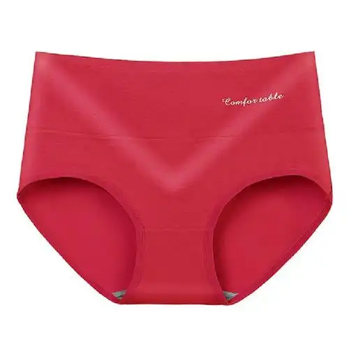 本命年高腰大红内裤女胖mm新款大红色转运透气收腹提臂女士三角裤