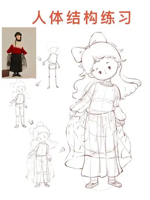 人物速写|人物创作|人体结构练习|q版人物