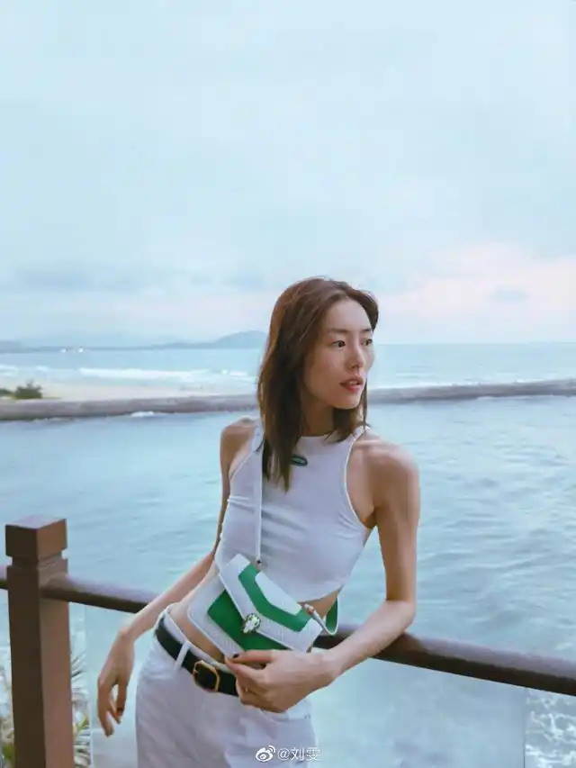 不愧是超模!刘雯晒海边美照 肌肉线条明显