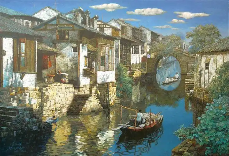 画布上的江南心境读李正明油画江南水乡系列