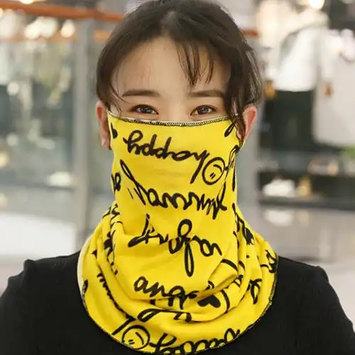 围脖面罩女秋冬户外骑车保暖围脖加绒加厚护颈椎蒙面口罩挂耳围巾