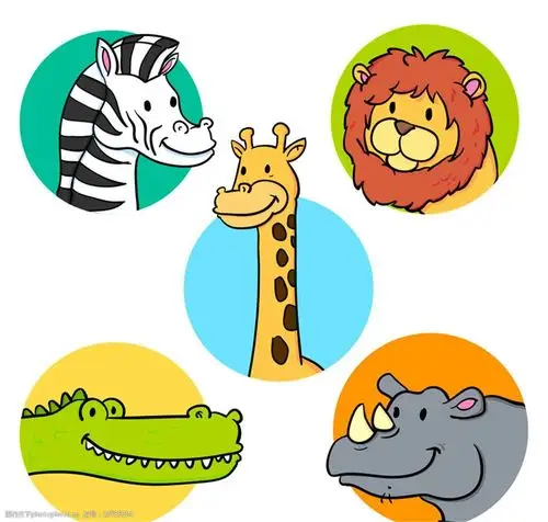 5款可爱野生动物头像矢量素材