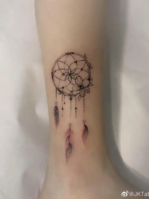 脚踝小清新——捕梦网_纹身图案手稿图片_温凯的纹身作品集