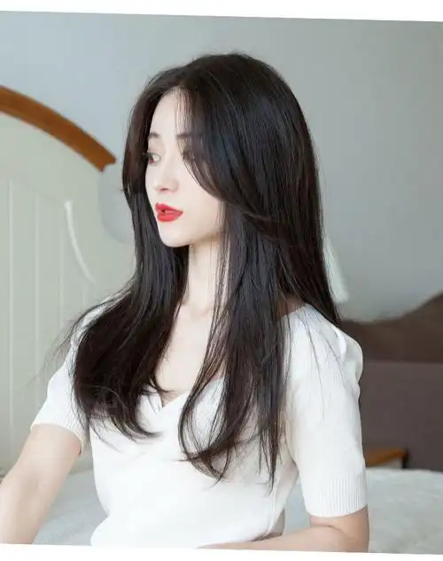 乐泡假发女中分锁骨发型无痕网纱前蕾丝中长发自然蓬松全头套式发套