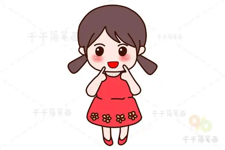 可爱的小女孩幼儿简笔画