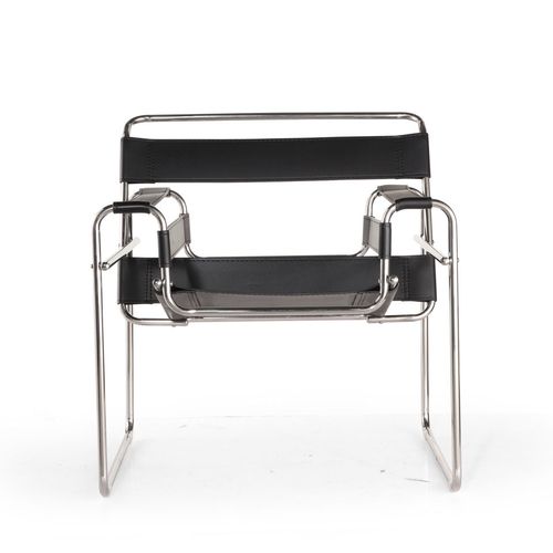 设计师家具现代简约瓦西里椅不锈钢管马鞍皮休闲躺椅