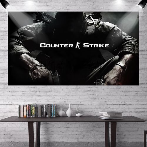 霸蓝电脑桌背景布 csgo反恐精英挂布攻势半条命cs游戏礼物装饰画 csgo