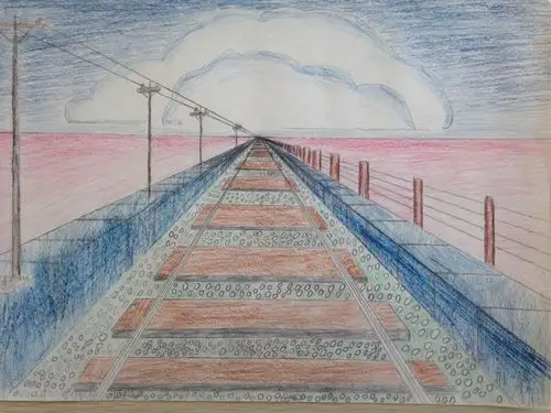 仁德一中七年级学生风景画课堂习作