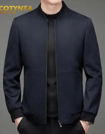 棒球领夹克简约舒适高档防风御寒保暖外套 藏青色 m【图片 价格 品牌