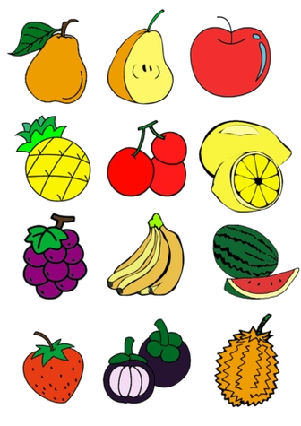 简笔画上色卡通水果素材