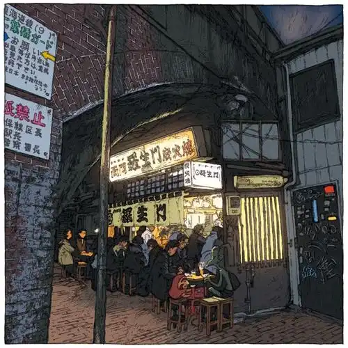 奇幻又怀旧的东京街头插画 | mydesy 淘灵感