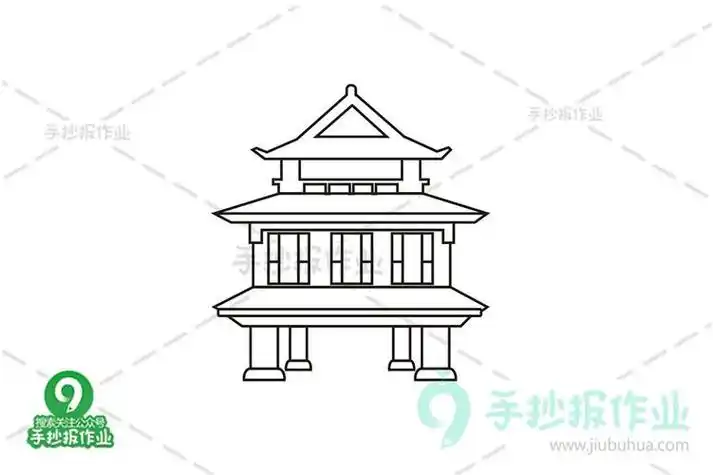 儿童简笔画风景亭子