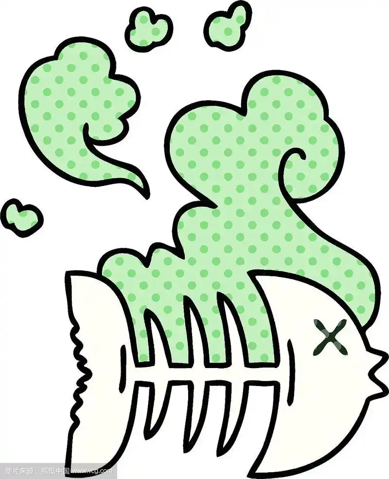 古怪的漫画风格的卡通死鱼