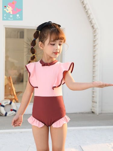 连体泳衣三角荷叶边