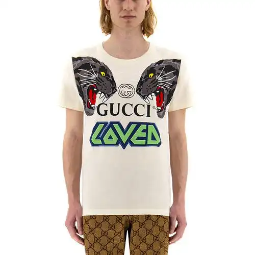 gucci/古驰 20年春夏 圆领 男性 虎头 logo 男士短袖t恤 154909_xjan0